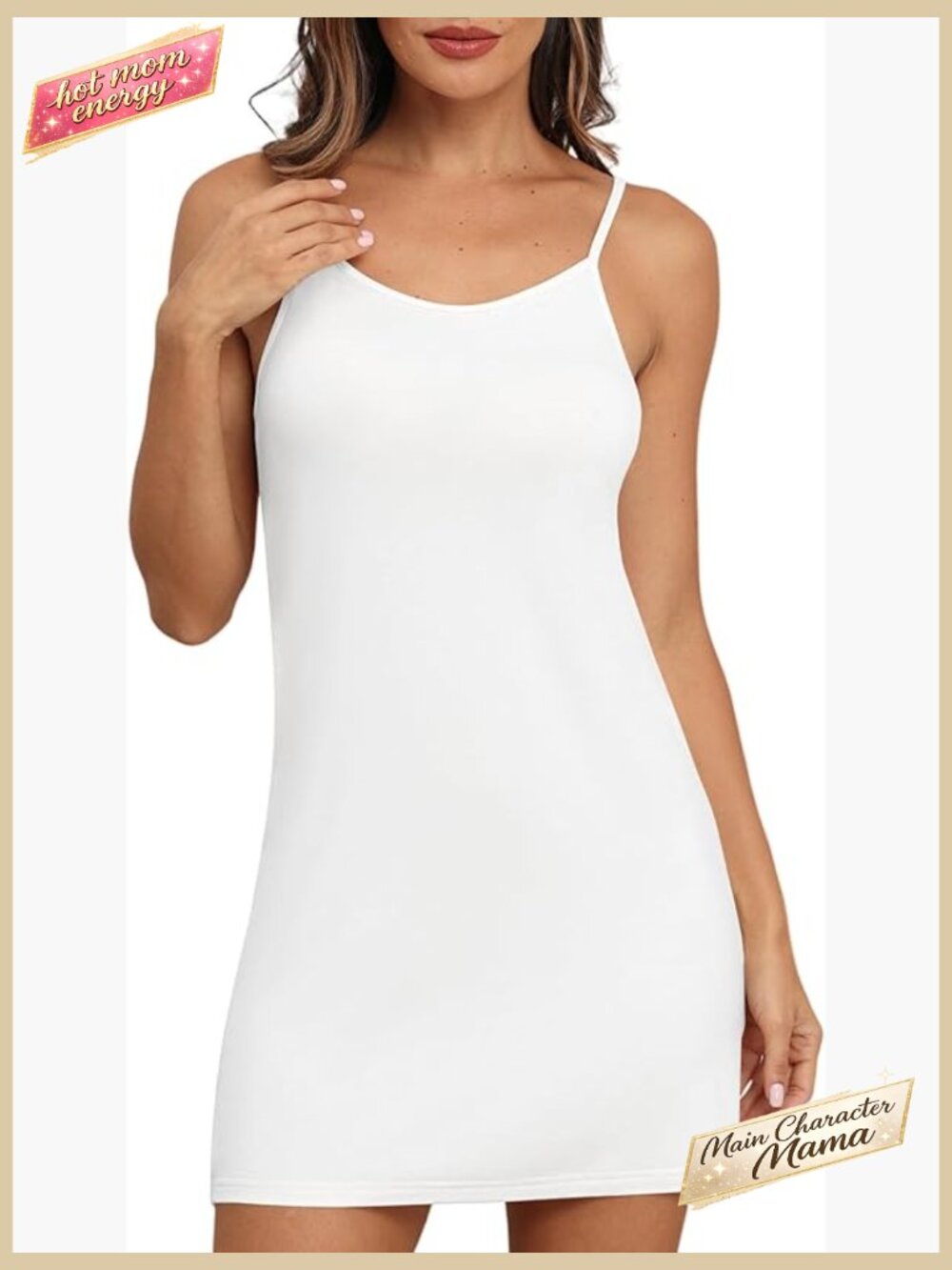 Sleeveless Adjustable Spaghetti Strap Full Slip Dress